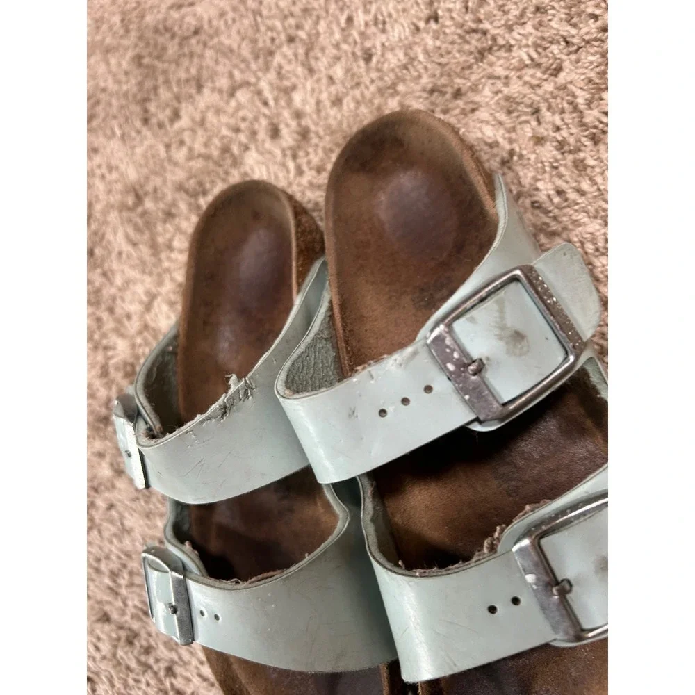 Birkenstock Arizona Kids Light Blue Two Strap Cork‎ Sandals Size 31